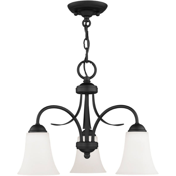 HomeRoots Black Three-Light Dimmable Chandelier with Cylinder Shades - Modern Elegance for Any Room 687833