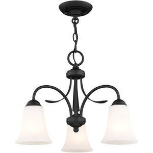 HomeRoots Black Three-Light Dimmable Chandelier with Cylinder Shades - Modern Elegance for Any Room 687833