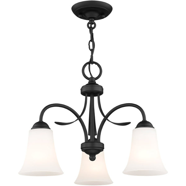 HomeRoots Black Three-Light Dimmable Chandelier with Cylinder Shades - Modern Elegance for Any Room 687833