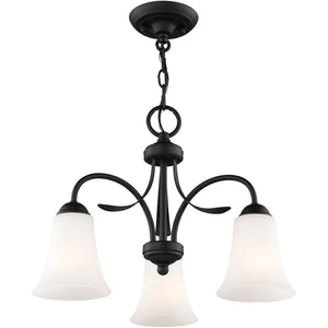 HomeRoots Black Three-Light Dimmable Chandelier with Cylinder Shades - Modern Elegance for Any Room 687833