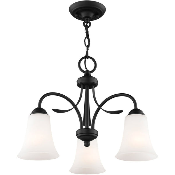 HomeRoots Black Three-Light Dimmable Chandelier with Cylinder Shades - Modern Elegance for Any Room 687833