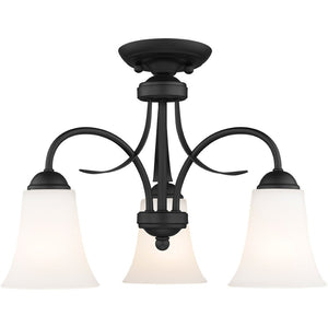 HomeRoots Black Three-Light Dimmable Chandelier with Cylinder Shades - Modern Elegance for Any Room 687833