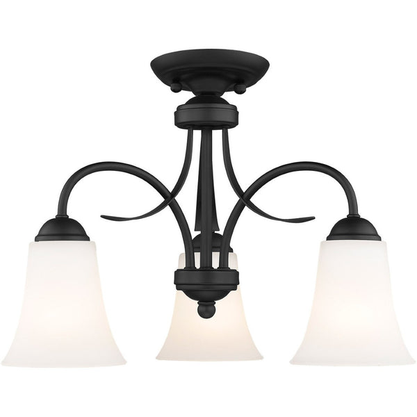 HomeRoots Black Three-Light Dimmable Chandelier with Cylinder Shades - Modern Elegance for Any Room 687833