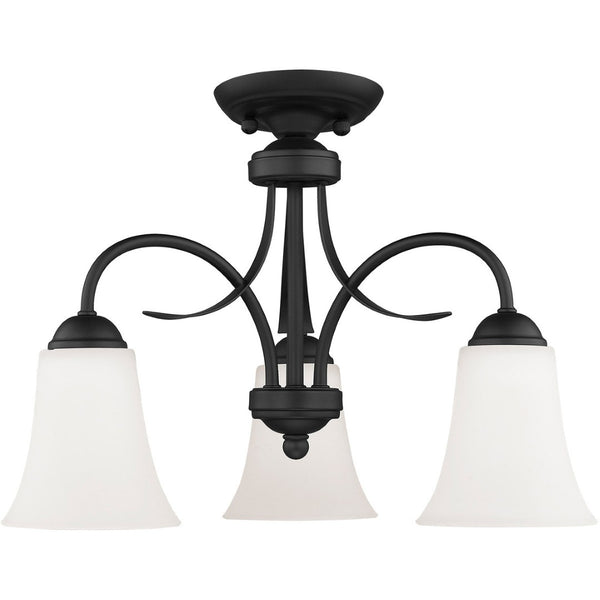 HomeRoots Black Three-Light Dimmable Chandelier with Cylinder Shades - Modern Elegance for Any Room 687833