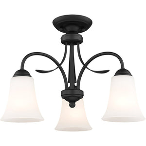 HomeRoots Black Three-Light Dimmable Chandelier with Cylinder Shades - Modern Elegance for Any Room 687833