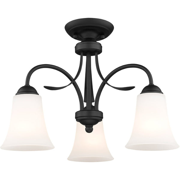 HomeRoots Black Three-Light Dimmable Chandelier with Cylinder Shades - Modern Elegance for Any Room 687833
