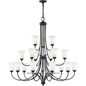 HomeRoots Black Multi-Light Dimmable Chandelier - Modern Cylindrical Design with Fabric Shades for Any Space 687836