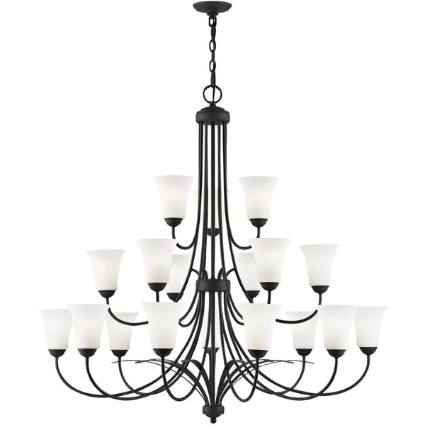 HomeRoots Black Multi-Light Dimmable Chandelier - Modern Cylindrical Design with Fabric Shades for Any Space 687836