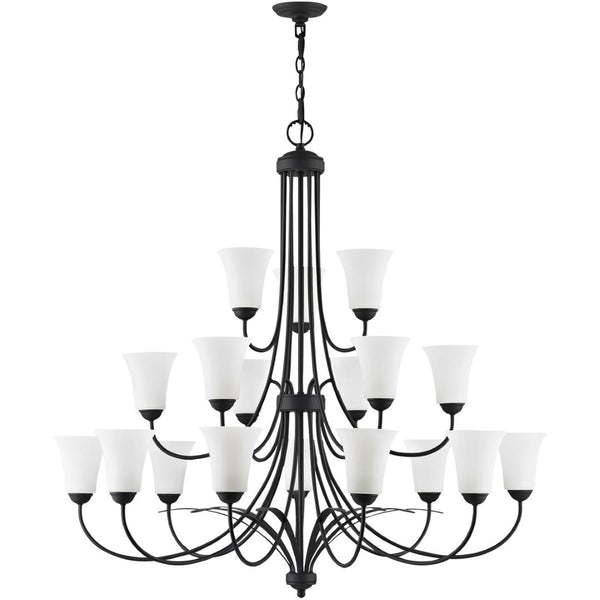 HomeRoots Black Multi-Light Dimmable Chandelier - Modern Cylindrical Design with Fabric Shades for Any Space 687836