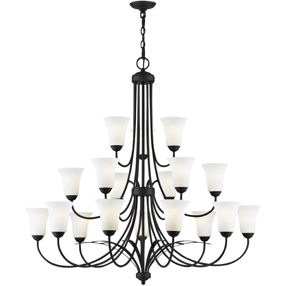 HomeRoots Black Multi-Light Dimmable Chandelier - Modern Cylindrical Design with Fabric Shades for Any Space 687836
