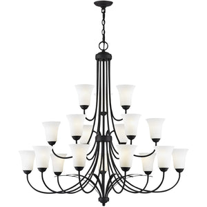 HomeRoots Black Multi-Light Dimmable Chandelier - Modern Cylindrical Design with Fabric Shades for Any Space 687836