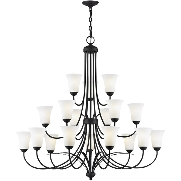 HomeRoots Black Multi-Light Dimmable Chandelier - Modern Cylindrical Design with Fabric Shades for Any Space 687836
