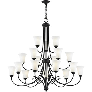 HomeRoots Black Multi-Light Dimmable Chandelier - Modern Cylindrical Design with Fabric Shades for Any Space 687836