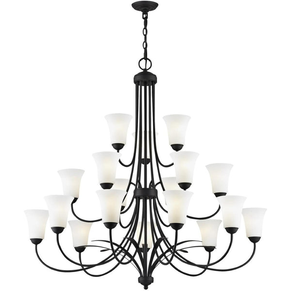 HomeRoots Black Multi-Light Dimmable Chandelier - Modern Cylindrical Design with Fabric Shades for Any Space 687836