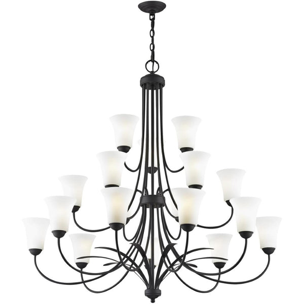 HomeRoots Black Multi-Light Dimmable Chandelier - Modern Cylindrical Design with Fabric Shades for Any Space 687836