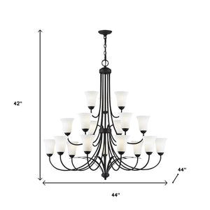 HomeRoots Black Multi-Light Dimmable Chandelier - Modern Cylindrical Design with Fabric Shades for Any Space 687836