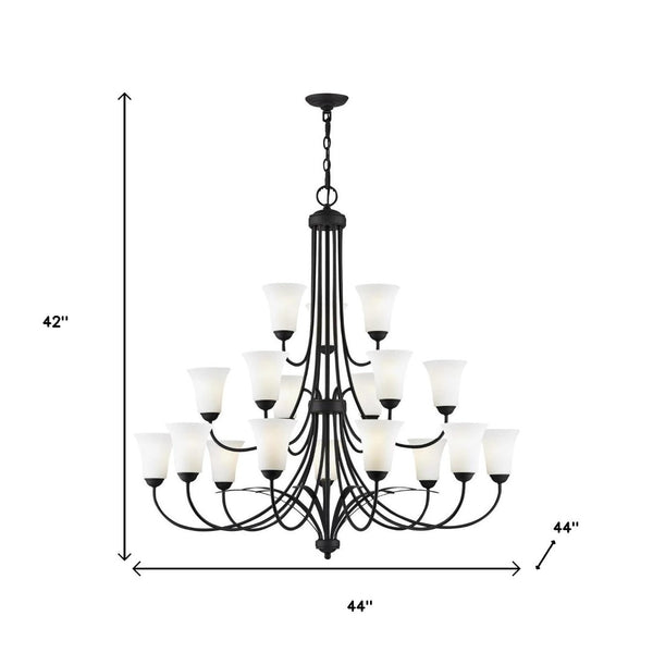 HomeRoots Black Multi-Light Dimmable Chandelier - Modern Cylindrical Design with Fabric Shades for Any Space 687836
