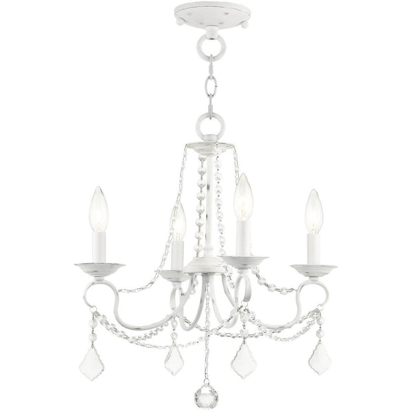 HomeRoots Four Light Dimmable Chandelier with Sleek Cylindrical Shades for Modern Home Décor and Style 687837