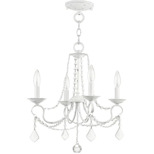 HomeRoots Four Light Dimmable Chandelier with Sleek Cylindrical Shades for Modern Home Décor and Style 687837