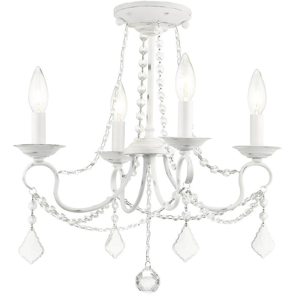 HomeRoots Four Light Dimmable Chandelier with Sleek Cylindrical Shades for Modern Home Décor and Style 687837