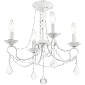 HomeRoots Four Light Dimmable Chandelier with Sleek Cylindrical Shades for Modern Home Décor and Style 687837