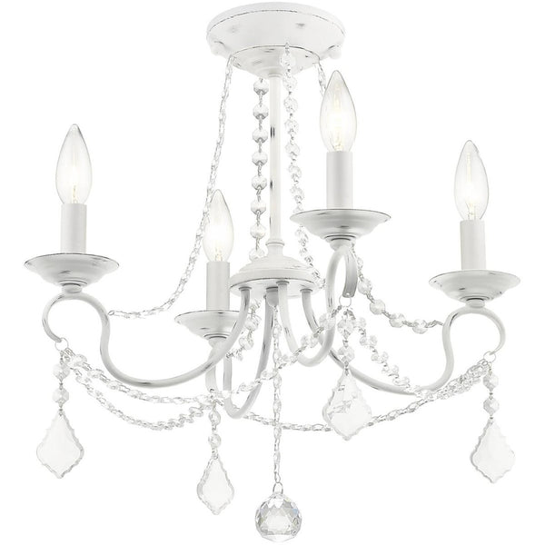 HomeRoots Four Light Dimmable Chandelier with Sleek Cylindrical Shades for Modern Home Décor and Style 687837