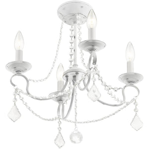 HomeRoots Four Light Dimmable Chandelier with Sleek Cylindrical Shades for Modern Home Décor and Style 687837
