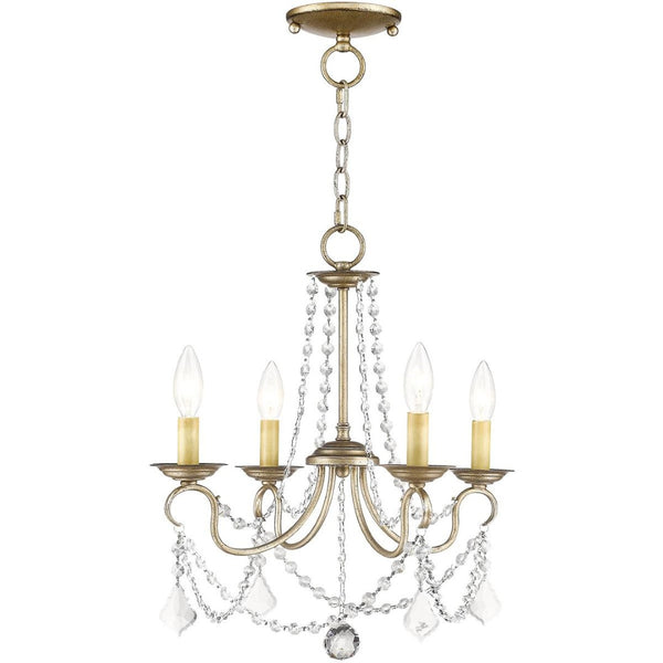 HomeRoots Silver Four-Light Dimmable Chandelier with Contemporary Cylinder Shades for Modern Home Décor 687838