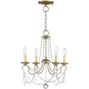 HomeRoots Silver Four-Light Dimmable Chandelier with Contemporary Cylinder Shades for Modern Home Décor 687838