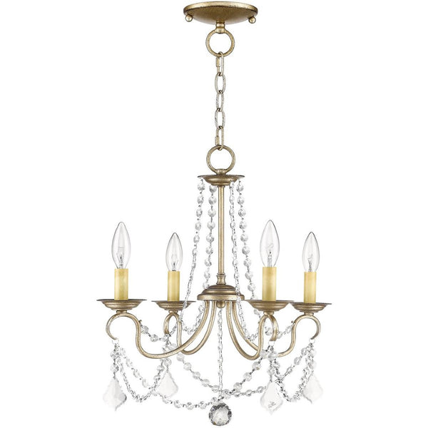 HomeRoots Silver Four-Light Dimmable Chandelier with Contemporary Cylinder Shades for Modern Home Décor 687838