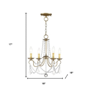 HomeRoots Silver Four-Light Dimmable Chandelier with Contemporary Cylinder Shades for Modern Home Décor 687838