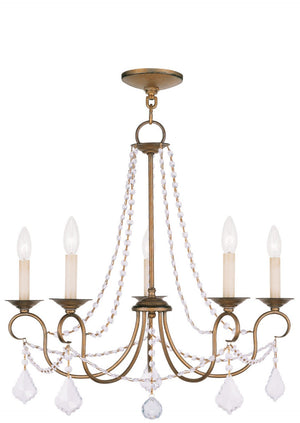 HomeRoots Five Light Dimmable Chandelier with Stylish Steel Shades - Modern Elegance for Any Room Ambiance 687840
