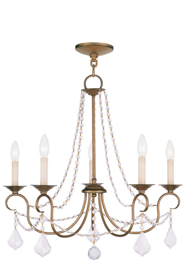 HomeRoots Five Light Dimmable Chandelier with Stylish Steel Shades - Modern Elegance for Any Room Ambiance 687840