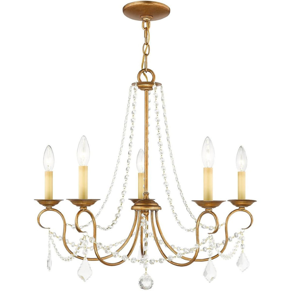 HomeRoots Five Light Dimmable Chandelier with Stylish Steel Shades - Modern Elegance for Any Room Ambiance 687840