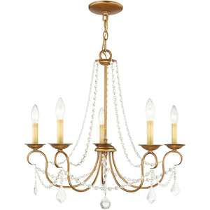 HomeRoots Five Light Dimmable Chandelier with Stylish Steel Shades - Modern Elegance for Any Room Ambiance 687840
