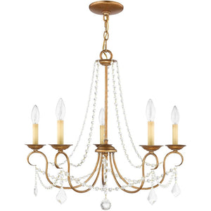 HomeRoots Five Light Dimmable Chandelier with Stylish Steel Shades - Modern Elegance for Any Room Ambiance 687840
