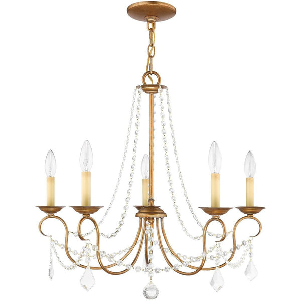 HomeRoots Five Light Dimmable Chandelier with Stylish Steel Shades - Modern Elegance for Any Room Ambiance 687840