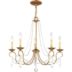 HomeRoots Five Light Dimmable Chandelier with Stylish Steel Shades - Modern Elegance for Any Room Ambiance 687840