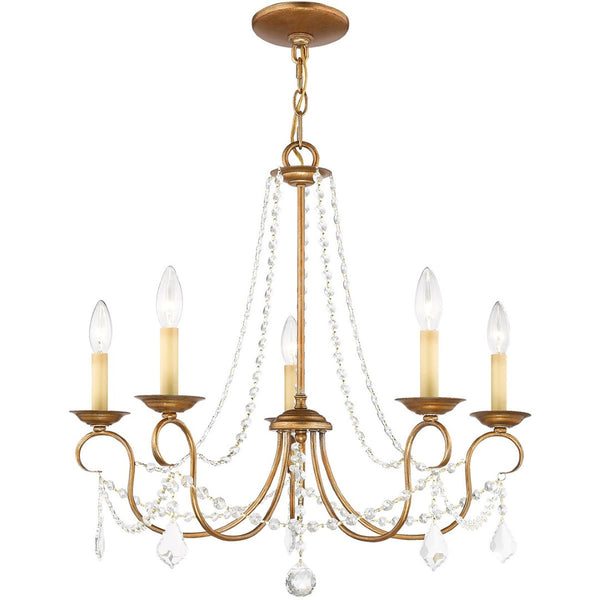 HomeRoots Five Light Dimmable Chandelier with Stylish Steel Shades - Modern Elegance for Any Room Ambiance 687840