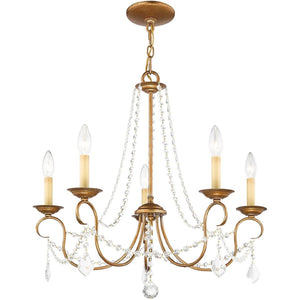 HomeRoots Five Light Dimmable Chandelier with Stylish Steel Shades - Modern Elegance for Any Room Ambiance 687840