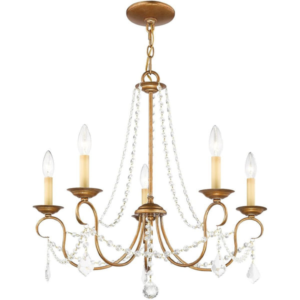 HomeRoots Five Light Dimmable Chandelier with Stylish Steel Shades - Modern Elegance for Any Room Ambiance 687840