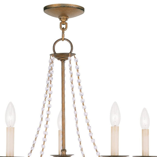 HomeRoots Five Light Dimmable Chandelier with Stylish Steel Shades - Modern Elegance for Any Room Ambiance 687840