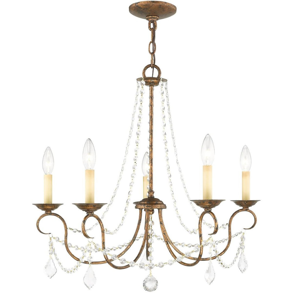 HomeRoots Five Light Dimmable Chandelier - Modern Cylinder Design with Steel Shades for Versatile Illumination 687841