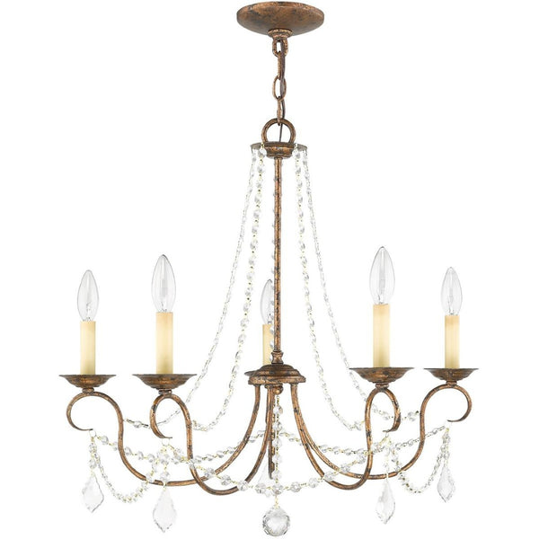 HomeRoots Five Light Dimmable Chandelier - Modern Cylinder Design with Steel Shades for Versatile Illumination 687841