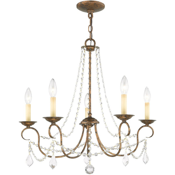 HomeRoots Five Light Dimmable Chandelier - Modern Cylinder Design with Steel Shades for Versatile Illumination 687841