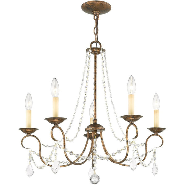 HomeRoots Five Light Dimmable Chandelier - Modern Cylinder Design with Steel Shades for Versatile Illumination 687841