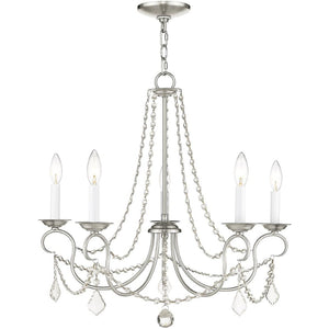 HomeRoots Five Light Dimmable Chandelier with Steel Shades – Modern Fixture for Stylish Entryways & Dining Rooms 687843