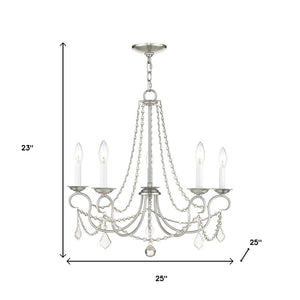 HomeRoots Five Light Dimmable Chandelier with Steel Shades – Modern Fixture for Stylish Entryways & Dining Rooms 687843