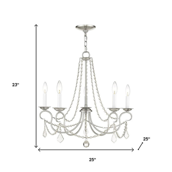 HomeRoots Five Light Dimmable Chandelier with Steel Shades – Modern Fixture for Stylish Entryways & Dining Rooms 687843
