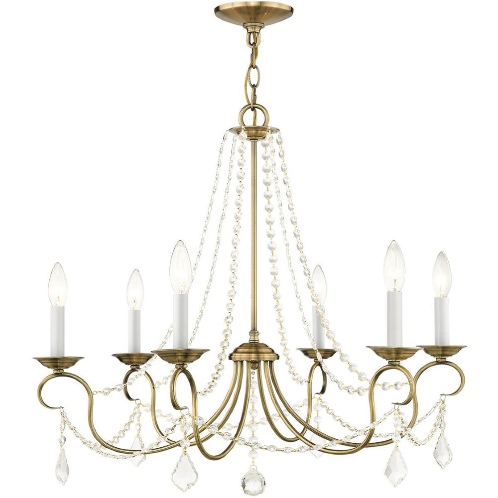 HomeRoots Six Light Dimmable Chandelier - Modern Cylinder Design with Steel Shades for Versatile Lighting Style 687844